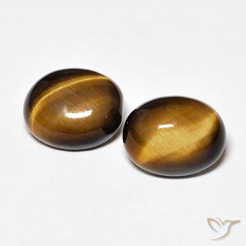 3.30ctw Natural Medium Dark-Brown Ojo de Tigre, Ovalada, Opaco