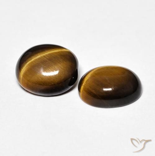 Gemas de Ojo de Tigre Medium Dark-Brown natural de 3.30 ct, Ovalada, Opaco