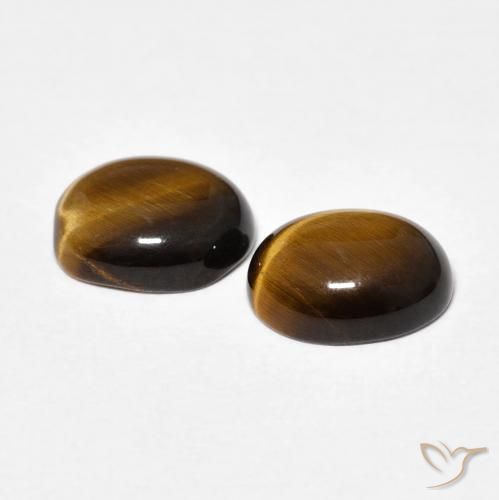 Gemas de Ojo de Tigre Medium Dark-Brown natural de 3.30 ct, Ovalada, Opaco