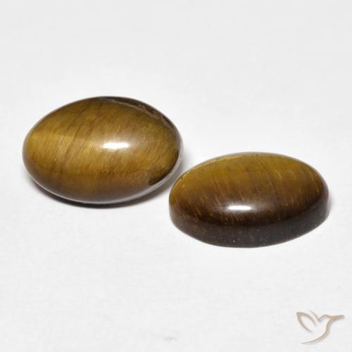 Gemas de Ojo de Tigre Marrón dorado natural de 7.73 ct, Ovalada, Opaco