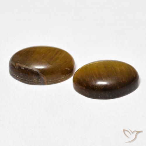 Gemas de Ojo de Tigre Marrón dorado natural de 7.73 ct, Ovalada, Opaco