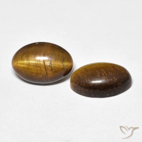 Gemas de Ojo de Tigre Medium Dark-Brown natural de 7.36 ct, Ovalada, Opaco