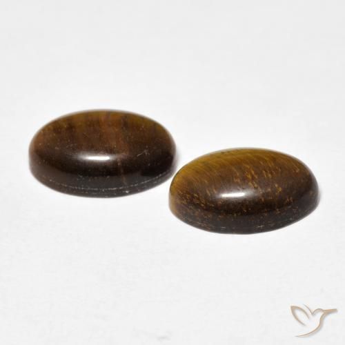 Gemas de Ojo de Tigre Medium Dark-Brown natural de 7.36 ct, Ovalada, Opaco