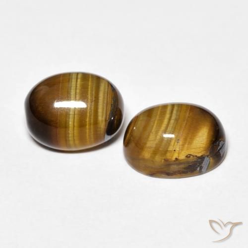Gemas de Ojo de Tigre Marrón medio natural de 4.81 ct, Ovalada, Opaco
