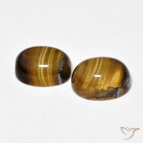 Gemas de Ojo de Tigre Marrón medio natural de 4.81 ct, Ovalada, Opaco