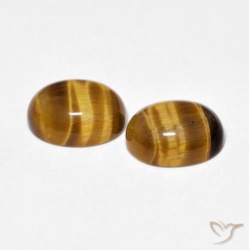 Gemas de Ojo de Tigre Marrón medio natural de 4.00 ct, Ovalada, Opaco