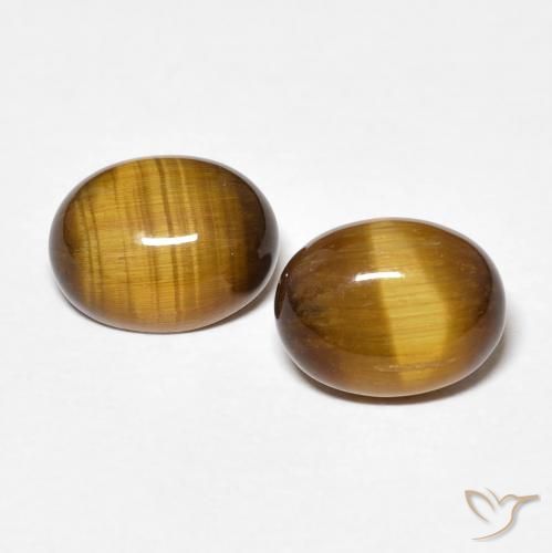 3.42ctw Natural Marrón amarillento Ojo de Tigre, Ovalada, Opaco