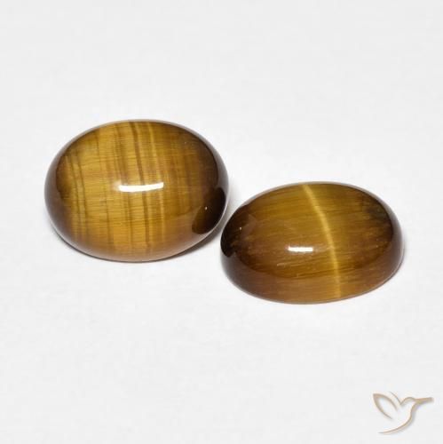 Gemas de Ojo de Tigre Marrón amarillento natural de 3.42 ct, Ovalada, Opaco