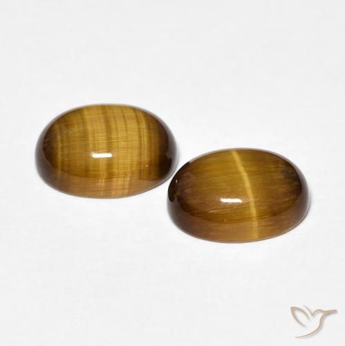 Gemas de Ojo de Tigre Marrón amarillento natural de 3.42 ct, Ovalada, Opaco