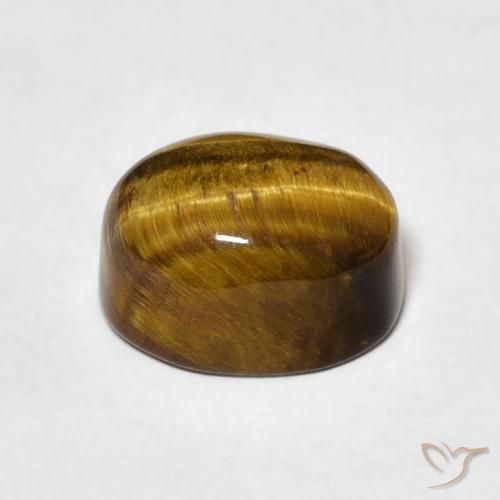 Ojo de Tigre Marrón medio natural de 3.41 ct, Ovalada, Opaco