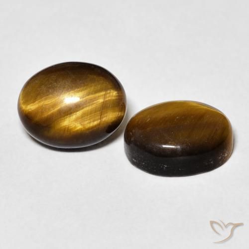 Gemas de Ojo de Tigre Marrón dorado natural de 5.80 ct, Ovalada, Opaco