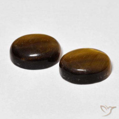 Gemas de Ojo de Tigre Marrón dorado natural de 5.80 ct, Ovalada, Opaco