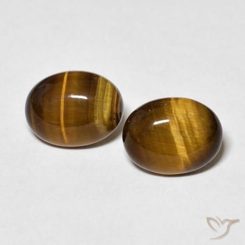 3.01ctw Natural Marrón amarillento Ojo de Tigre, Ovalada, Opaco