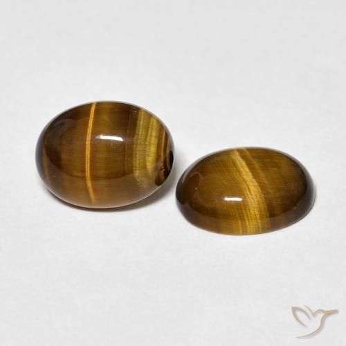 Gemas de Ojo de Tigre Marrón amarillento natural de 3.01 ct, Ovalada, Opaco