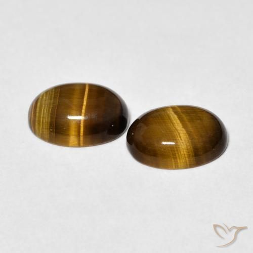 Gemas de Ojo de Tigre Marrón amarillento natural de 3.01 ct, Ovalada, Opaco