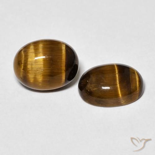 Gemas de Ojo de Tigre Marrón medio natural de 3.64 ct, Ovalada, Opaco
