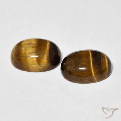 Gemas de Ojo de Tigre Marrón medio natural de 3.64 ct, Ovalada, Opaco