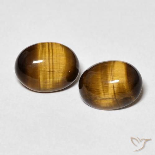 3.21ctw Natural Marrón medio Ojo de Tigre, Ovalada, Opaco