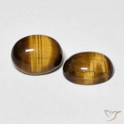 Gemas de Ojo de Tigre Marrón medio natural de 3.21 ct, Ovalada, Opaco