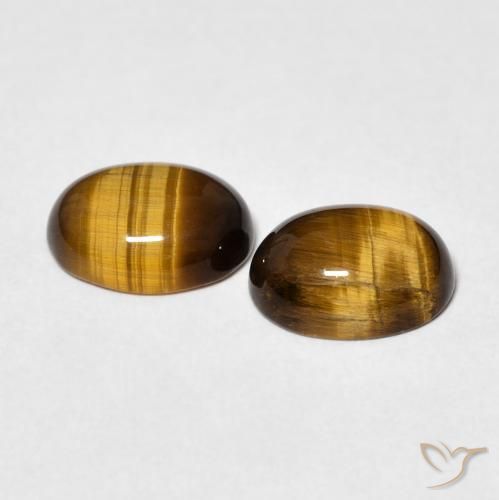 Gemas de Ojo de Tigre Marrón medio natural de 3.21 ct, Ovalada, Opaco