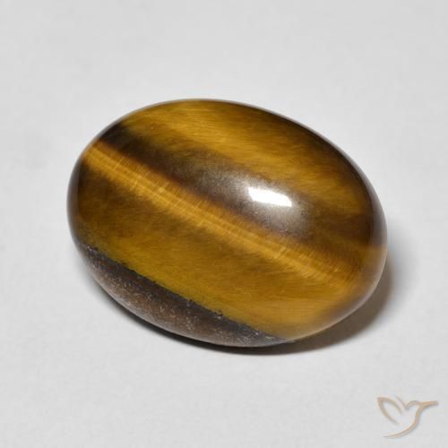 Ojo de Tigre Marrón amarillento natural de 11.52 ct, Ovalada, Opaco