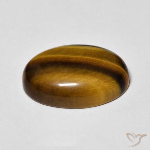 Ojo de Tigre Marrón amarillento natural de 11.52 ct, Ovalada, Opaco