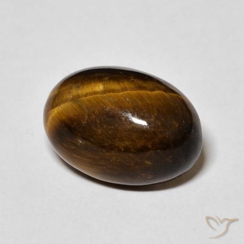 Ojo de Tigre Marrón amarillento natural de 6.48 ct, Ovalada, Opaco
