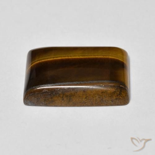 Ojo de Tigre Marrón medio natural de 12.14 ct, Corte Baguette, Opaco