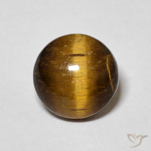 1.98ct Natural Marrón amarillento Ojo de Tigre, Redondo, Opaco