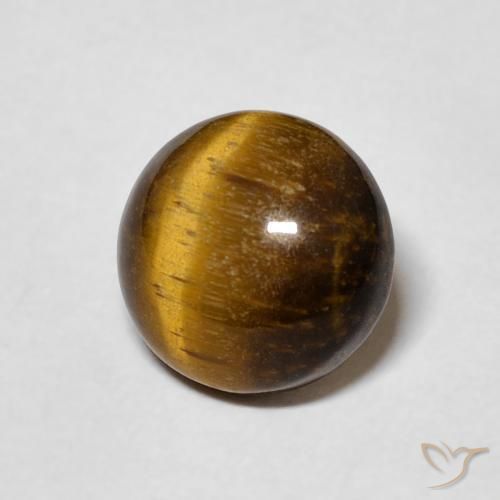 Ojo de Tigre Marrón amarillento natural de 1.98 ct, Redondo, Opaco