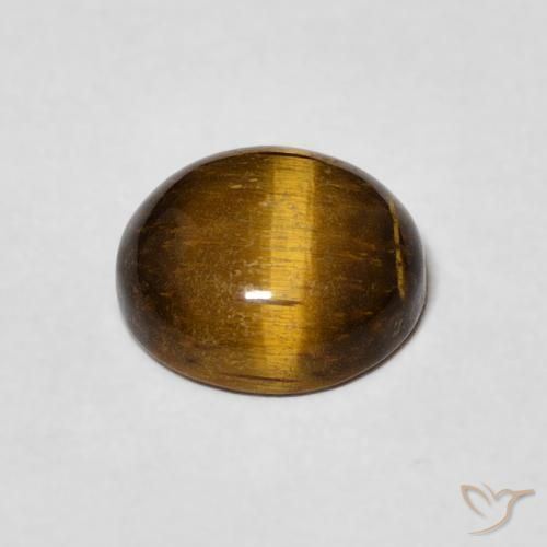 Ojo de Tigre Marrón amarillento natural de 1.98 ct, Redondo, Opaco