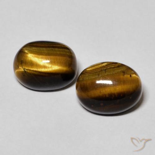4.46ctw Natural Marrón cálido Ojo de Tigre, Ovalada, Opaco