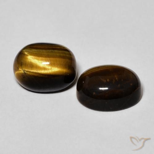 Gemas de Ojo de Tigre Marrón cálido natural de 4.46 ct, Ovalada, Opaco