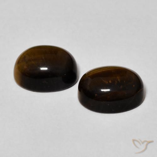 Gemas de Ojo de Tigre Marrón cálido natural de 4.46 ct, Ovalada, Opaco