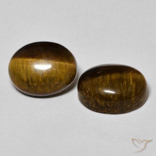 Gemas de Ojo de Tigre Marrón cálido natural de 6.24 ct, Ovalada, Opaco