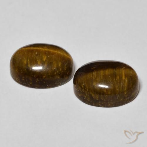 Gemas de Ojo de Tigre Marrón cálido natural de 6.24 ct, Ovalada, Opaco