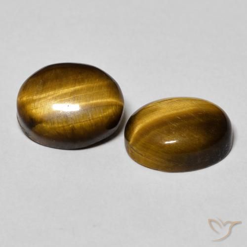 Gemas de Ojo de Tigre Marrón medio natural de 5.96 ct, Ovalada, Opaco