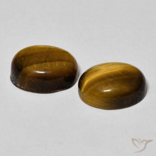 Gemas de Ojo de Tigre Marrón medio natural de 5.96 ct, Ovalada, Opaco