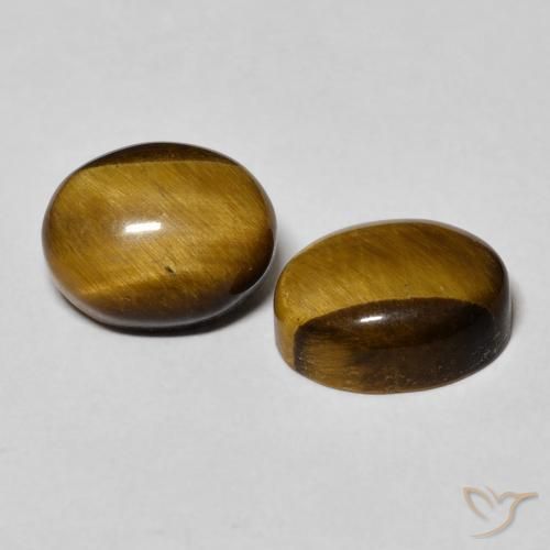 Gemas de Ojo de Tigre Marrón amarillento natural de 6.17 ct, Ovalada, Opaco