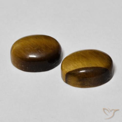 Gemas de Ojo de Tigre Marrón amarillento natural de 6.17 ct, Ovalada, Opaco