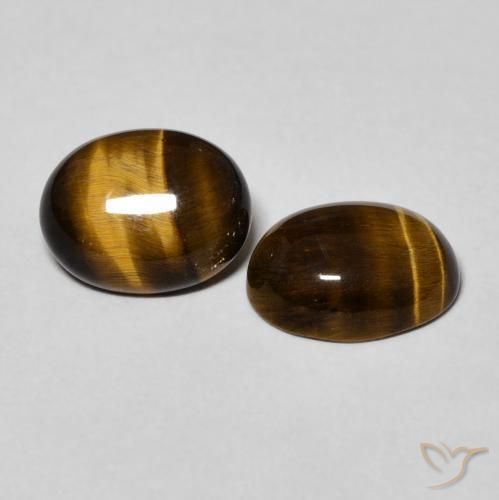 Gemas de Ojo de Tigre Marrón medio natural de 3.43 ct, Ovalada, Opaco