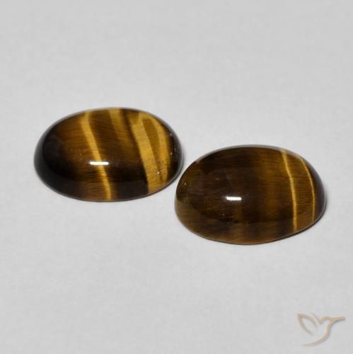 Gemas de Ojo de Tigre Marrón medio natural de 3.43 ct, Ovalada, Opaco