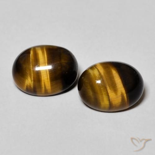 4.10ctw Natural Marrón cálido Ojo de Tigre, Ovalada, Opaco