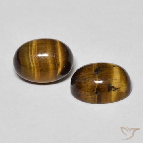 Gemas de Ojo de Tigre Marrón dorado natural de 2.94 ct, Ovalada, Opaco