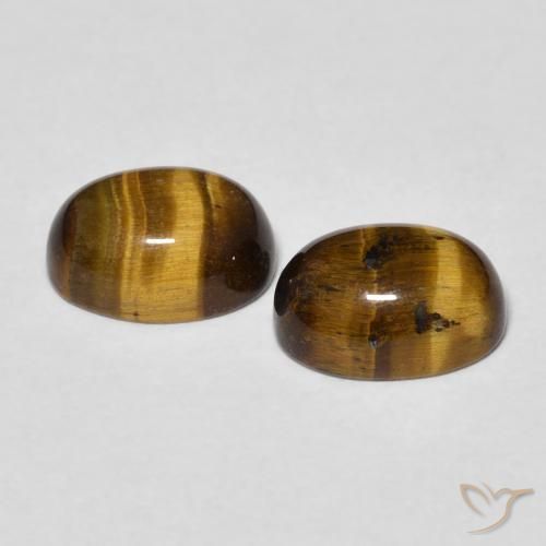 Gemas de Ojo de Tigre Marrón dorado natural de 2.94 ct, Ovalada, Opaco
