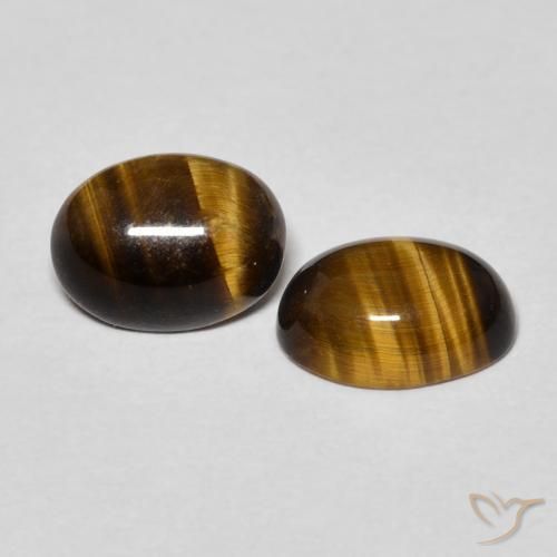 Gemas de Ojo de Tigre Marrón dorado natural de 2.30 ct, Ovalada, Opaco