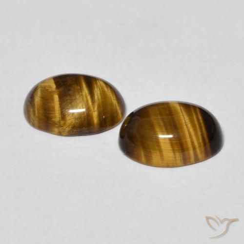 Gemas de Ojo de Tigre Marrón dorado natural de 2.30 ct, Ovalada, Opaco