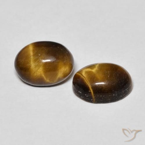 Gemas de Ojo de Tigre Marrón medio natural de 2.90 ct, Ovalada, Opaco