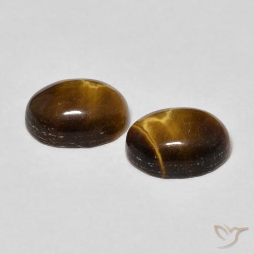 Gemas de Ojo de Tigre Marrón medio natural de 2.90 ct, Ovalada, Opaco