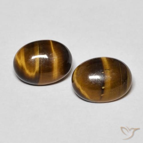 2.40ctw Natural Marrón amarillento Ojo de Tigre, Ovalada, Opaco